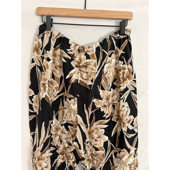 Amanda Smith Womens Ankle Pants SideZip 100% Linen Large Tropical Floral Print - Picture 4 of 9